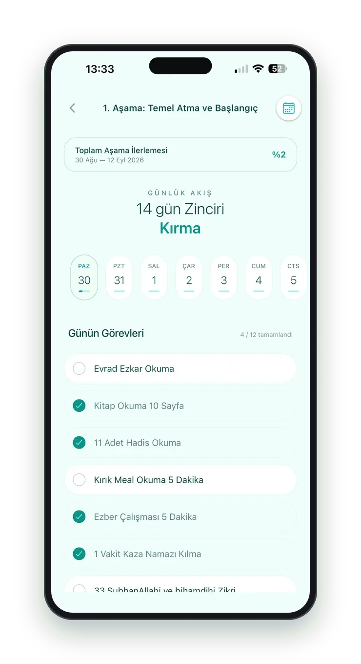 Alışkanlık Yolculuğum — Günün görevleri