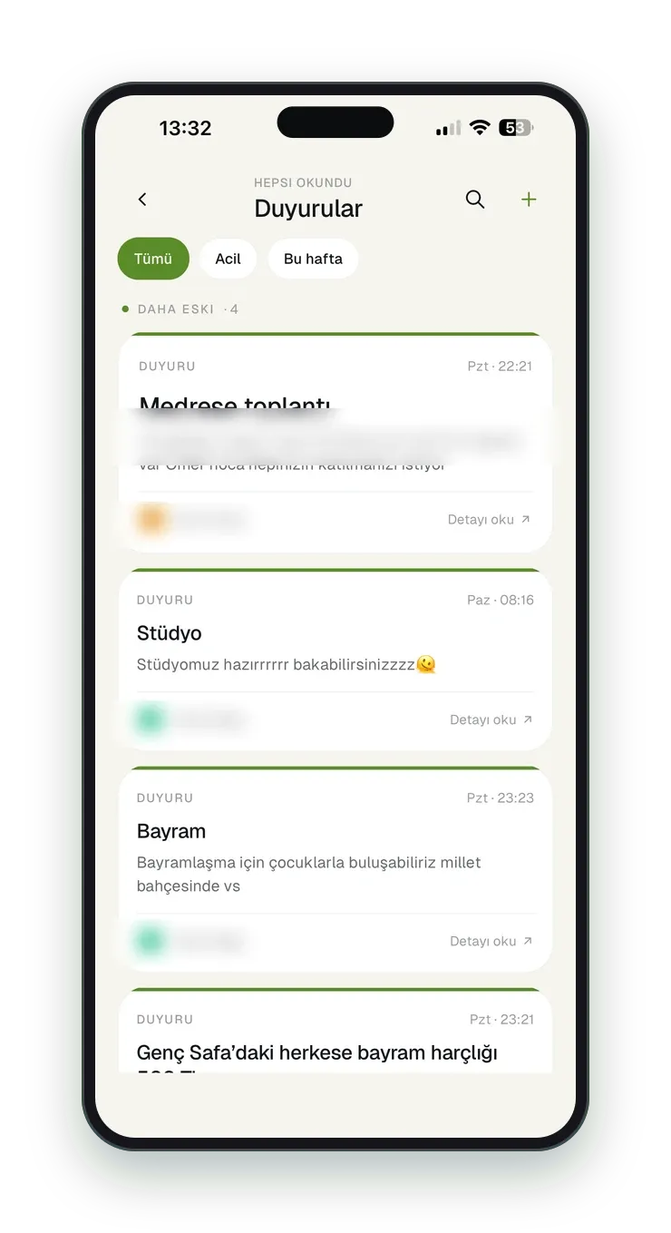 Şura — Duyurular
